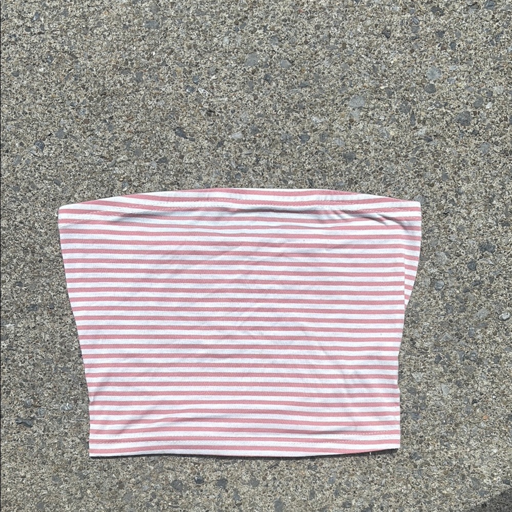 Pink and White Striped Tube Top